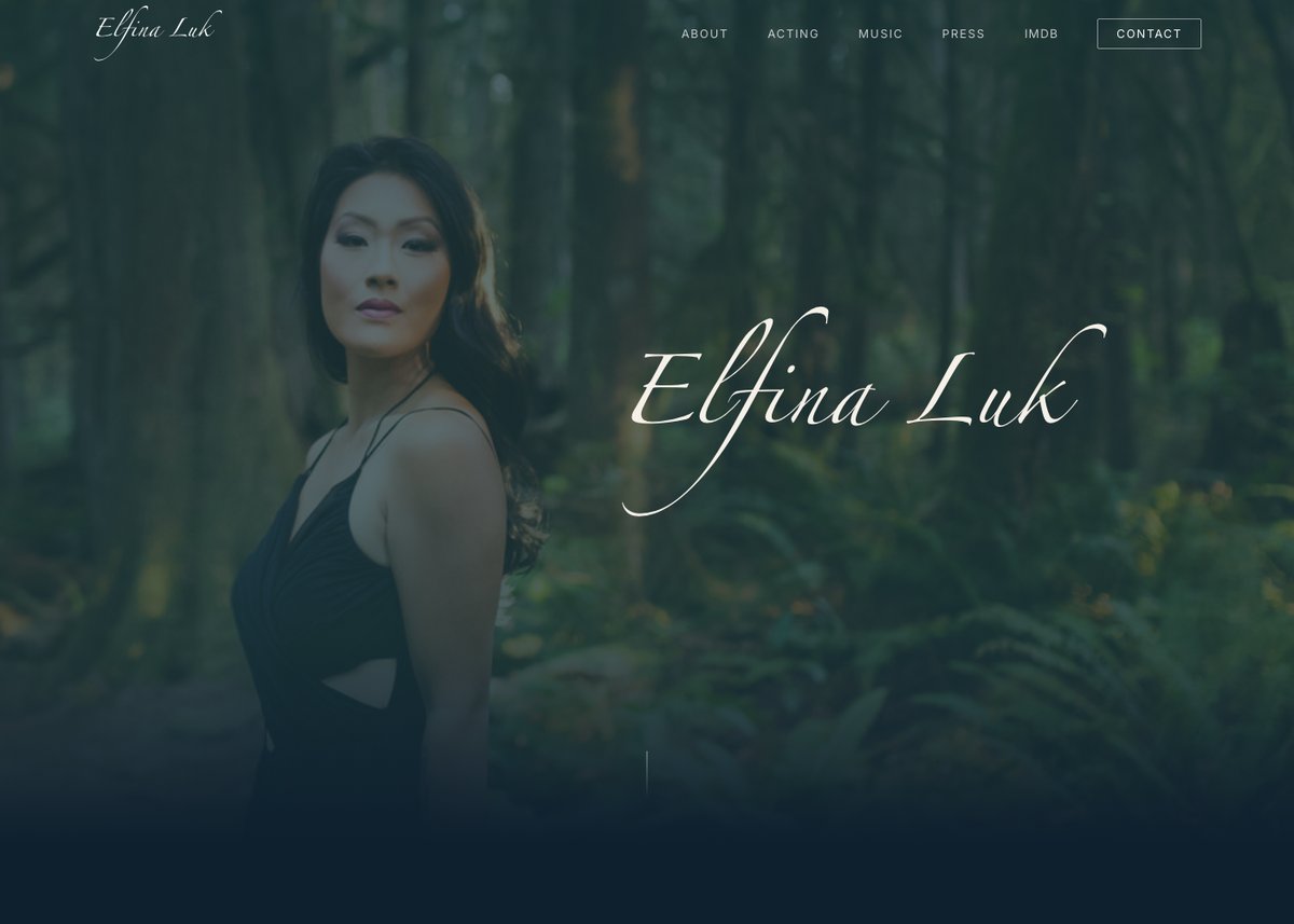 Personal brand website design for actor and entrepreneur Elfina Luk